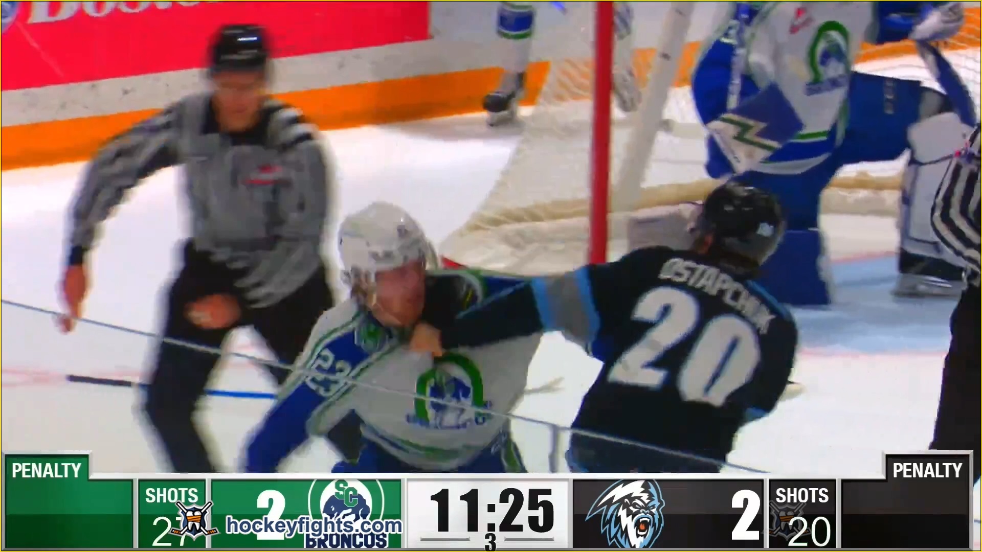 Zack Ostapchuk Vs Adam McNutt February 20 2023 Winnipeg Ice Vs 